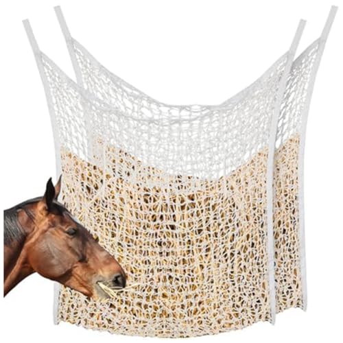 Fcuajdkq Red Heno Alimentación Lenta, Alimentador Heno, Bolsa Heno, Red Heno para Caballos, Bolsa Heno para Caballos, Suministros Alimentación para Caballos, 2 Piezas,