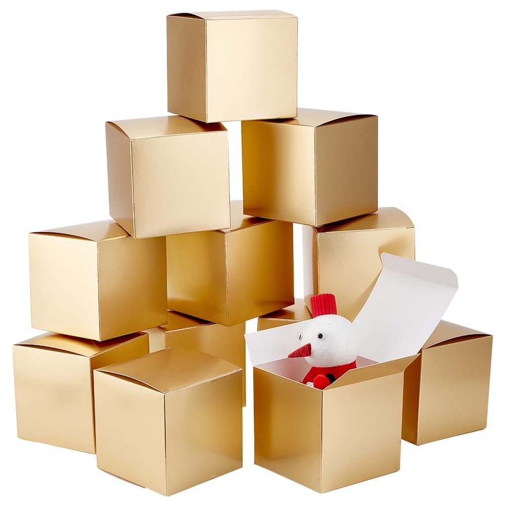 PH PandaHall 20pcs Golden Gift Box Mini Cardboard Boxes Cube Gift Boxes Paper Favor Boxes Cookie Cake Containers for Gifts Christmas Wedding Birthday
