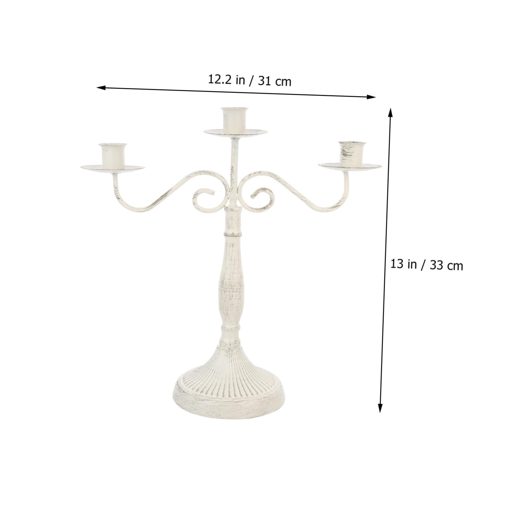Candelabro Multi-braccio in Ferro Bianco, Stile Vintage