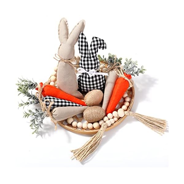 10 pieces farmhouse easter decor easter rustic carrots bunny eggs with wood garland farmhouse decorations vase filler decor fabric bunnies carrots eggs for spring basket easter tiered tray decor  urban country home decor