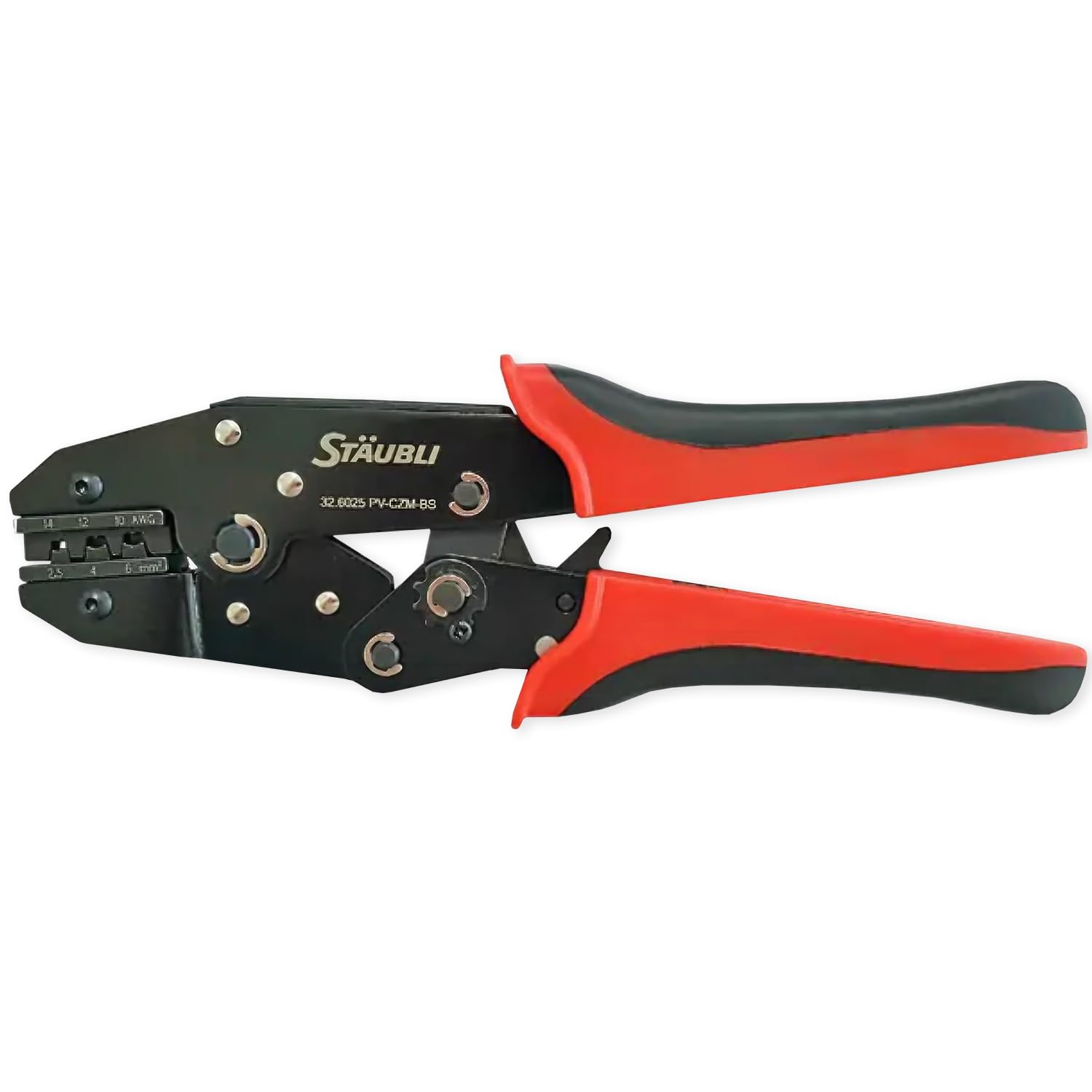 Stäubli Original Crimpzange PV-CZM-19100 (32.6025) für MC4 Steckverbinder | Zertifiziertes Profi-Werkzeug für 2,5/4 / 6 mm² | Inkl. Locator & Gesenk | Für PV-Anlagen nach Herstellernorm