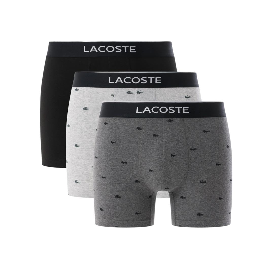 Lacoste Men's Cotton Stretch Mini Croc Print Boxer Briefs, 3-Pack