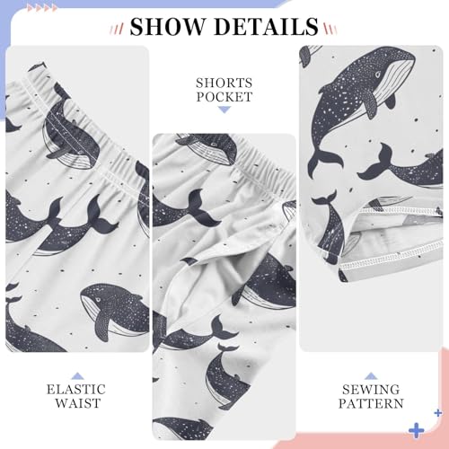 Pajama Pants Black Whales PJ Bottoms Sleepwear Lounge Sleep Pant with Pockets4