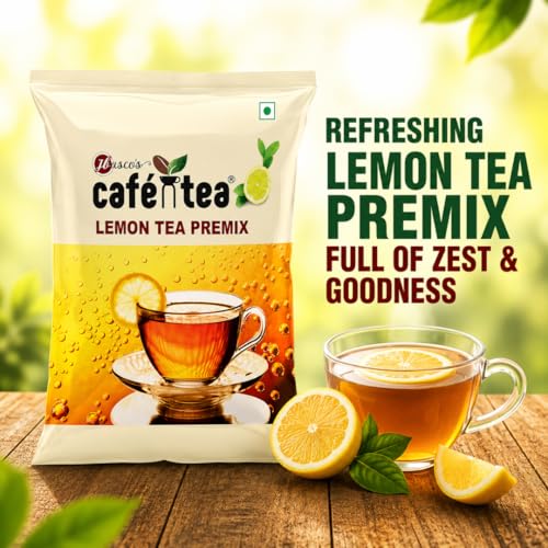 Image of Cafe N Tea Instant Lemon Tea Premix 1Kg | Refreshing Lemon Flavour Tea Powder | Just Add Hot or Cold Water | 100 Cups | Office, Home, Vending Use | Quick Energy Drink