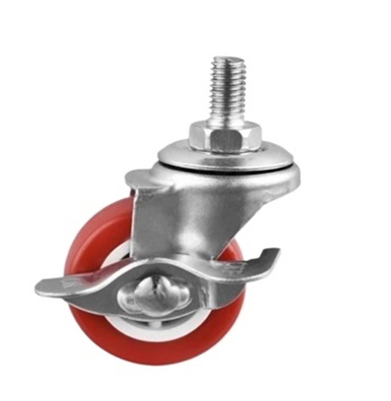 MXXDMOPD 4 Pieces/lot 1.5 inch/2 inch/3 inch red PVC Caster M8/10/12 Screw Fixed//Brake Wheel Silent(M8x15 Brake,2.5 Inch)