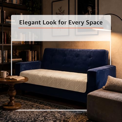 Image of Amazon Basics - Velvet Quilted Make Your Own Sofa Cover |70 x 120 cm|Microfiber Sofa Slipcover (Beige, 2 Seater)