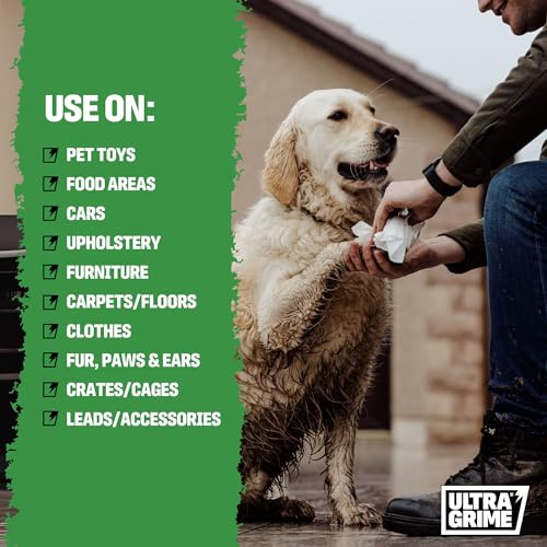 UltraGrime Pet Cleaning Wet Wipes for Dogs & Cats - Extra Large Dog Wipes for Paws, Eyes & Ears - Gentle Pet Grooming Wipes for Everyday Cleaning – (Pack of 80) - Image 4