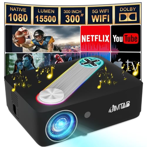 Image of JIMTAB 2025 M22 Pro Native 1080P WiFi Video Projector with Bluetooth, Game Portable Indoor 5G Projector Support AV,VGA,USB,HDMI Compatible with Xbox,Laptop,iPhone and Android (M22 Pro)