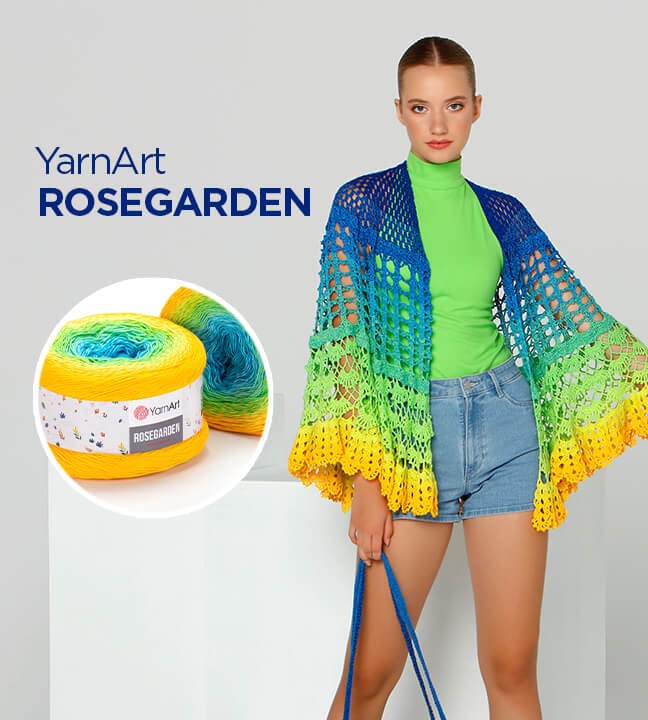 Image of Yarn Art Flowers Rosegarden 100% Cotton 250gr 8.80 oz 1094yds Multicolor Cotton Yarn Rainbow Crochet Yarn Spring Summer (308)