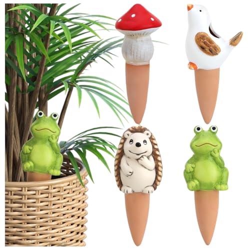 COM-FOUR® 4x arrosage automatique pour plantes d'intérieur - distributeur d'eau pour plantes - cônes d'argile pour arroser les fleurs - hydrospikes (04 pièces -...