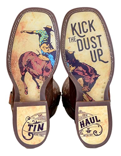 Tin Haul Men's Asphalt Cracks Western Boot Broad Square Toe Tan 10 EE US3