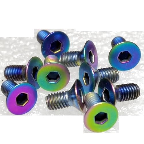 Cqinju-ボルト M3チタンネジ M3x4 M3x5 M3x6 M3x7 M3x8 M3x9 M3x10 M3x12 M3x14 M3x15 M3x16 M3x18 M3x20 フラットヘッド六角TiGR2、 耐用年数が長く(10 pcs Rainbo