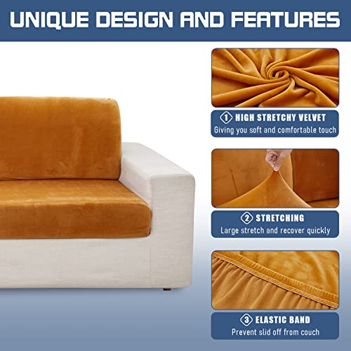 Tewene, Couch Cover Sectional Couch Cover Velvet Sofa Cover Stretch Couch Cover For Sectional Sofa L Shape Leather Sofa Cover Couch Cushion Cover, Velvet Orange/Length 27''X37'' (Only 1 Piece) #TOP2