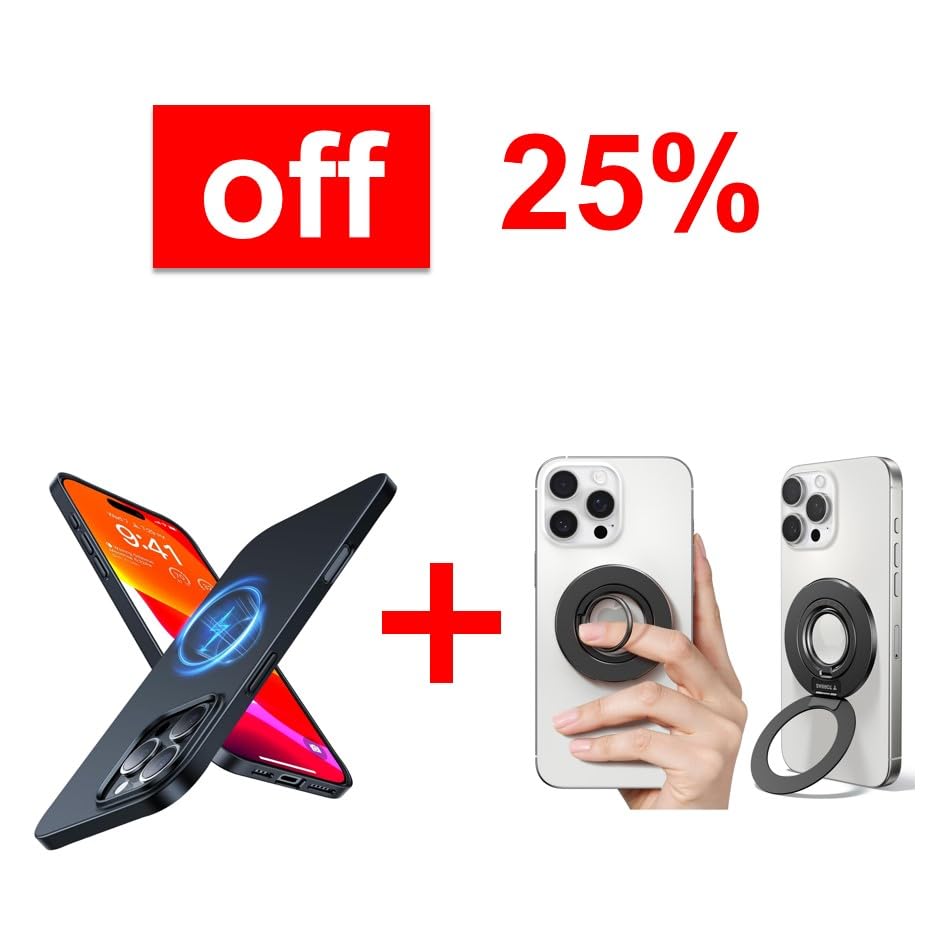 TORRAS Magnetic Phone Grip Ring Holder Kickstand & Magnetic Case