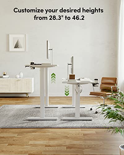 Image of FEZIBO Height Adjustable Electric Standing Desk, 44 x 24 Inches Stand up Table, Sit Stand Home Office Desk with Splice Board, White