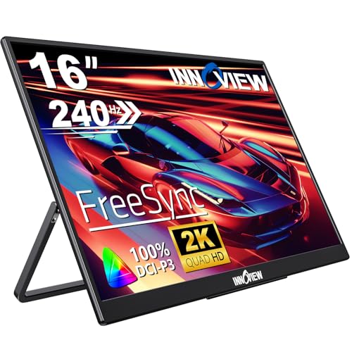 Image of InnoView Portable Monitor 15.6 inch +16 inch Portable Monitor for Laptop with Protective Sleeve Built-in 90 Adjustable Stand USB C HDMI Ultra-Slim Portable Laptop Monitor for MacBook Phone PS4 /5 Xbox Switch
