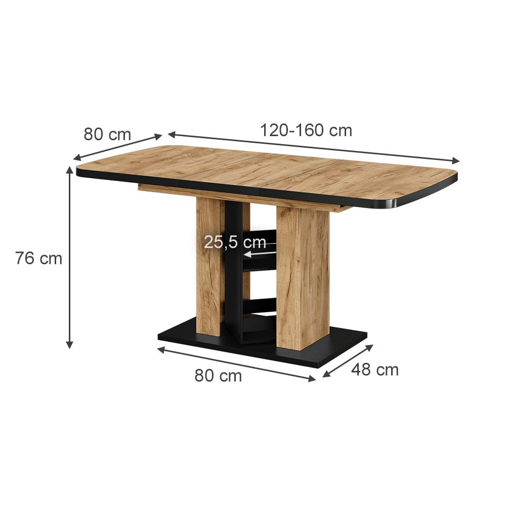 Vicco Esstisch Fenaro, Goldkraft Eiche, 120-160 x 80 cm