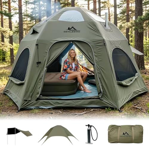 Tienda Inflable para Camping 6-8 Personas 4 Estaciones