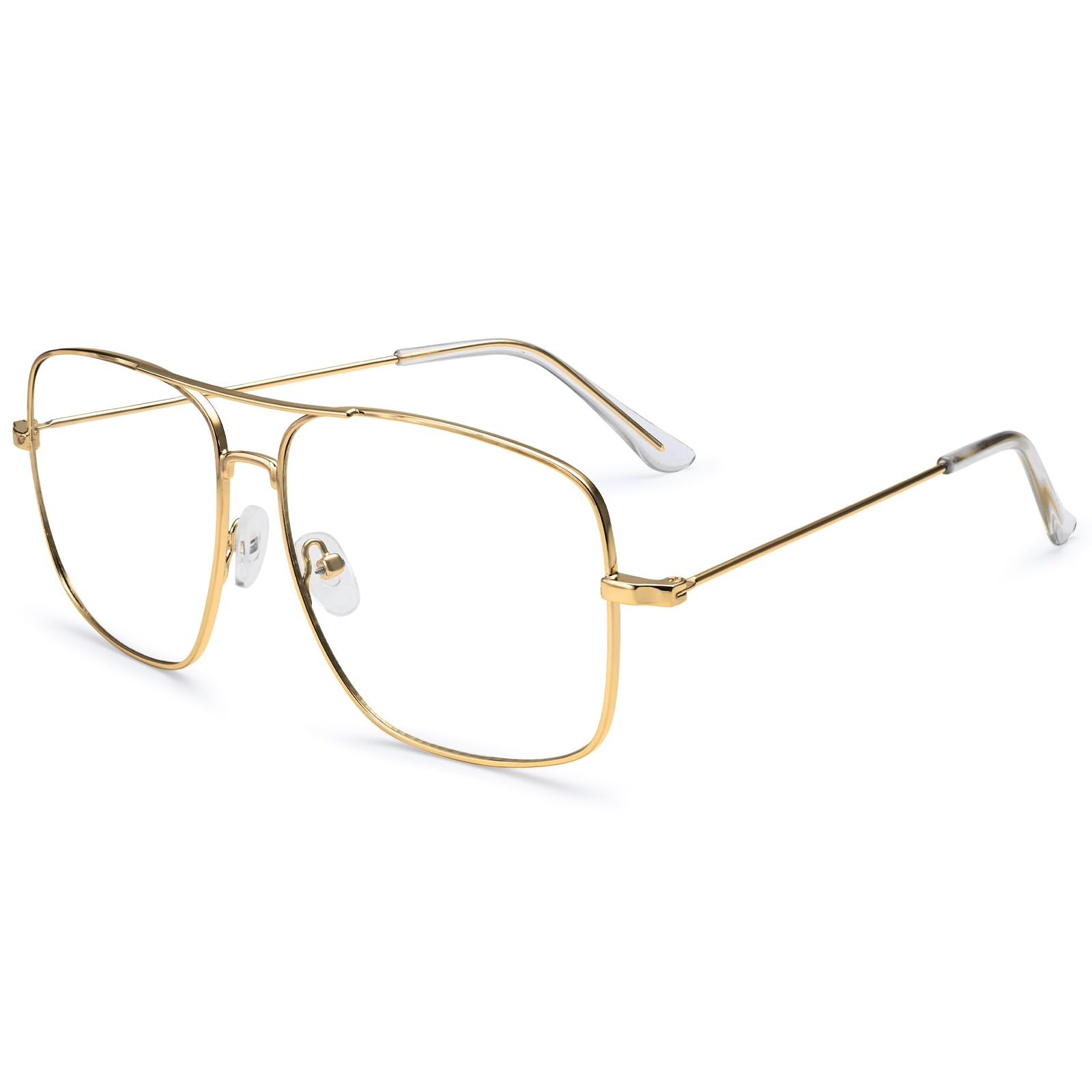 Dollger Blue Light Glasses for Men Classic Clear Lens Non Prescription Metal Aviator Square Frame Glasses Women