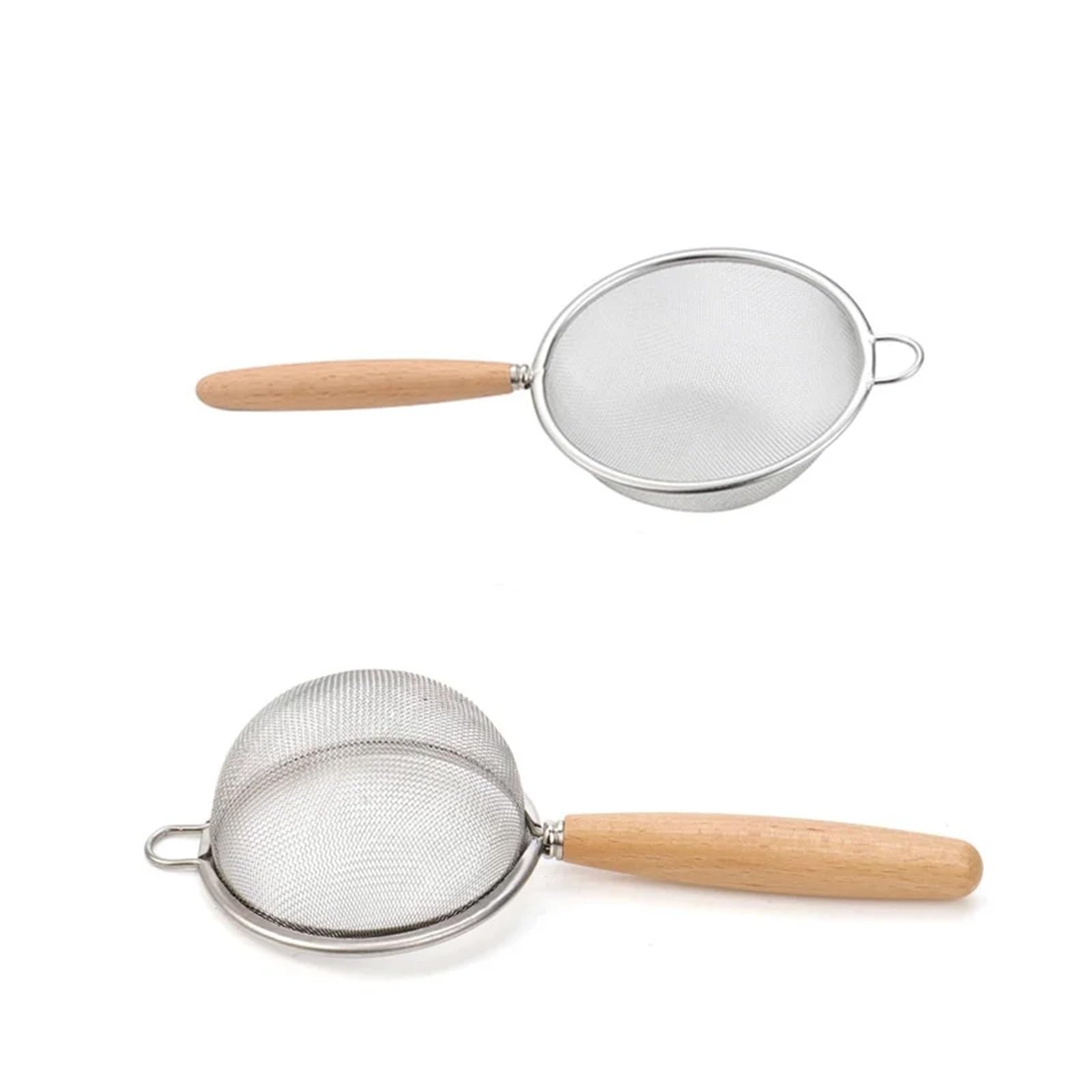 Colador Colador de acero inoxidable de 1 a 3 piezas con mango de madera, filtro de malla fina, for filtrar residuos de alimentos.(Type3)