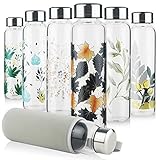 BOTELLA DE VIDRIO DURADERA: Nuestra botella de agua es perfecta para sesiones de yoga, días de gimnasio, eventos deportivos, ciclismo, camping, viajes, caminatas, viajes en automóvil, oficina y escuela.