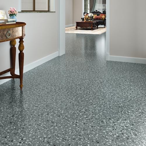 30-Pack Grey White Terrazzo Peel and Stick Floor Tile Granite