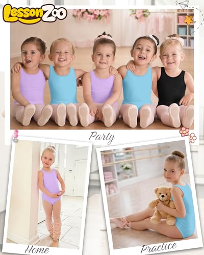 Image of 3 Pack Girls Leotards Toddler Ballet Tank Leotard Kids Dance Gymnastics Outfits Solid Sleeveless Bodysuit 2-12Y