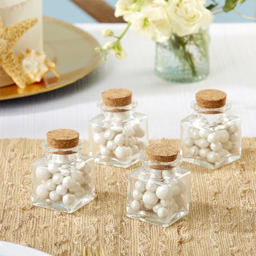 Kate Aspen Set of 18 Square Glass Favor Jar with Cork Stopper, Petite Treats, Spice Jars, Sugar Scrubs, Bath Salt, Office Supplies