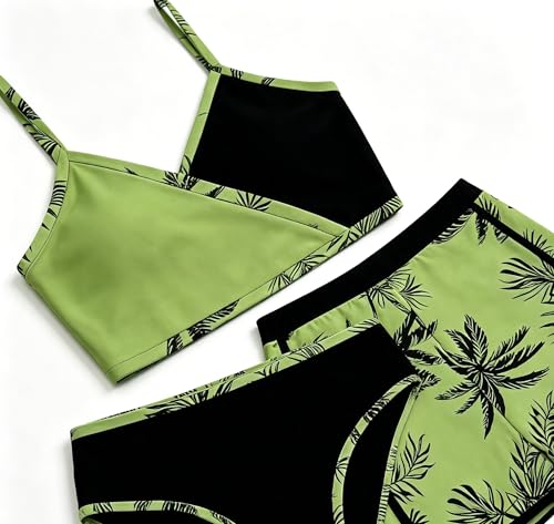Image of Girls 3 Piece Bikini Bathing Suit Teen Girls Swimwear Sport Swimsuits with Shorts 9-16T
