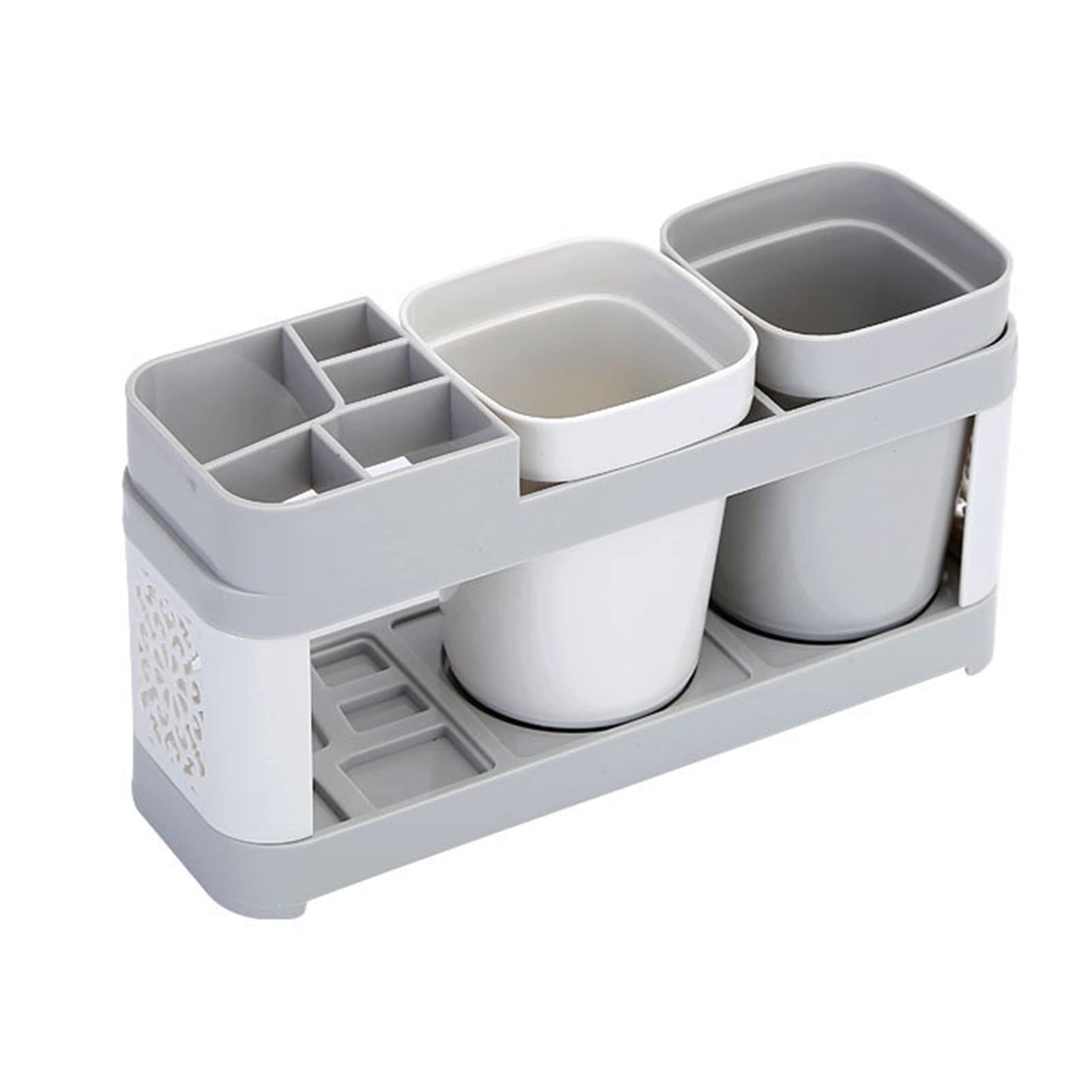 Ayyufe Bathroom Storage Organizer,1 Set Organizer Holder Anti-Slip Large Capacity PP Simple Water Draining Toothbrush Toothpaste Stand for Home Toothbrush Stand