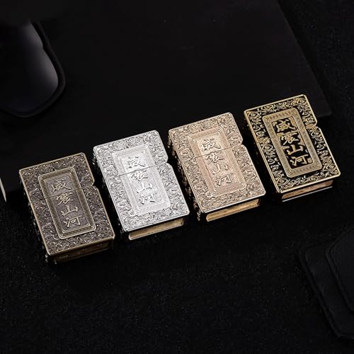 Encendedor de queroseno metálico retro con rueda de molienda miniatura 3