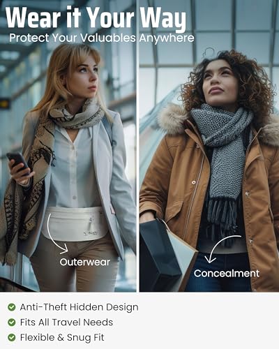 rfid blocking money belt for travel  ultra comfortable hidden travel wallet lightweight amp water-resistant with adjustable strap  secure cash amp passport holder for international trips amp theme parks