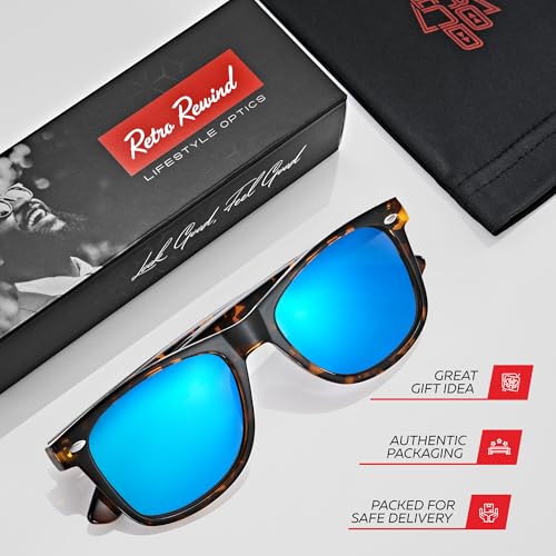 Image of Retro Rewind Polarized Sunglasses for Women Men - UV400 Classic Square Vintage Shades Trendy Unisex Sun Glasses