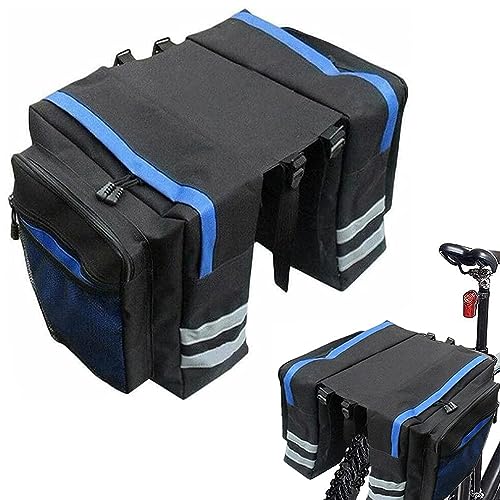Vientiane Alforjas Bicicleta Impermeable 30L Doble, Bolsa Trasera para Portaequipajes, para Ciclismo, Viajes y Camping (Azul)