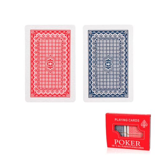 Pangdapengpeng 2 Mazzi Carte Da Gioco Impermeabili, Carta Poker Plastificate Rosso Blu Carte In Plastica Professionali Per Poker Blackjack Bridge Canasta