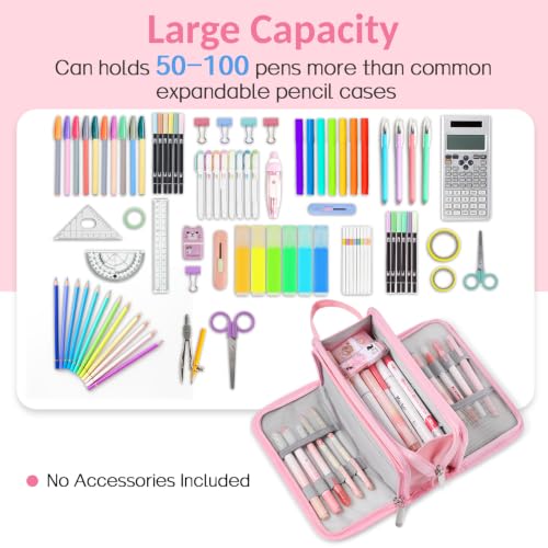 Image of Sooez Large Pencil Case, Big Capacity Pencil Pouch Pen Bag with 3 Compartment, Portable Canvas Stationery Organizer with Zipper, Cute Aesthetic School Supplies for Teen Girls, Celadon