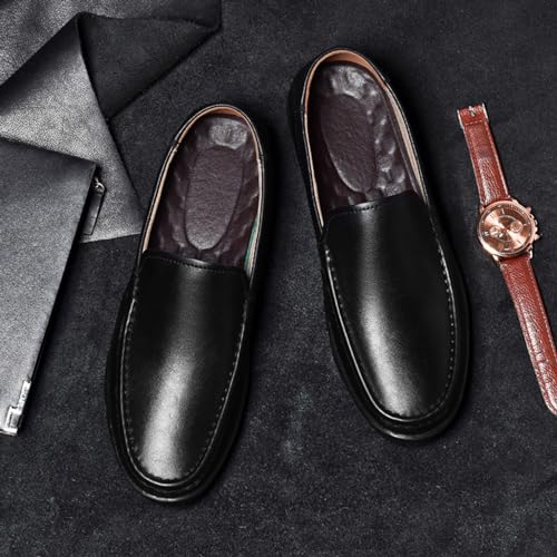 Men's Leather Slip-On Loafers Comfortable Non Slip Leather Shoes for Business Attire Lightweight Classic Fashion Breathable Driving Loafers 6