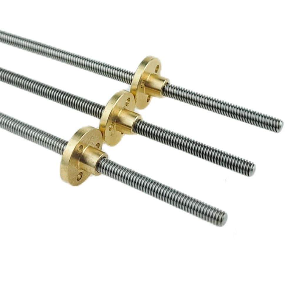 Printer Lead Screw,T5 3D, Thread 5mm 1/2/4mm 150/200/300/500/550/600/800/1000mm Stainless Steel Trapezoidal Rod with Brass Nut, 1pcs(Pitch 1mm,1000mm)(Pitch 1mm Lead 2mm,400mm)