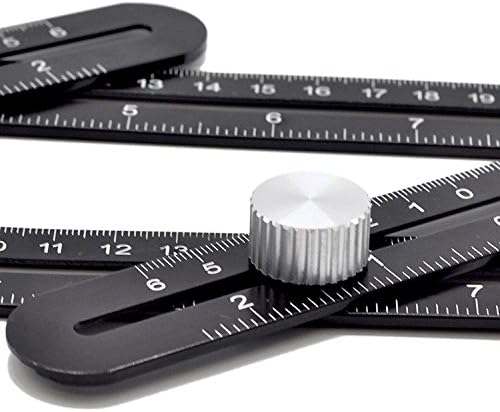 Amenitee Angle Layout Measuring Ruler-Universal Ruler - Full Metal Multi Angle Measuring Tool-Upgraded Aluminum Alloy Ruler (Black)