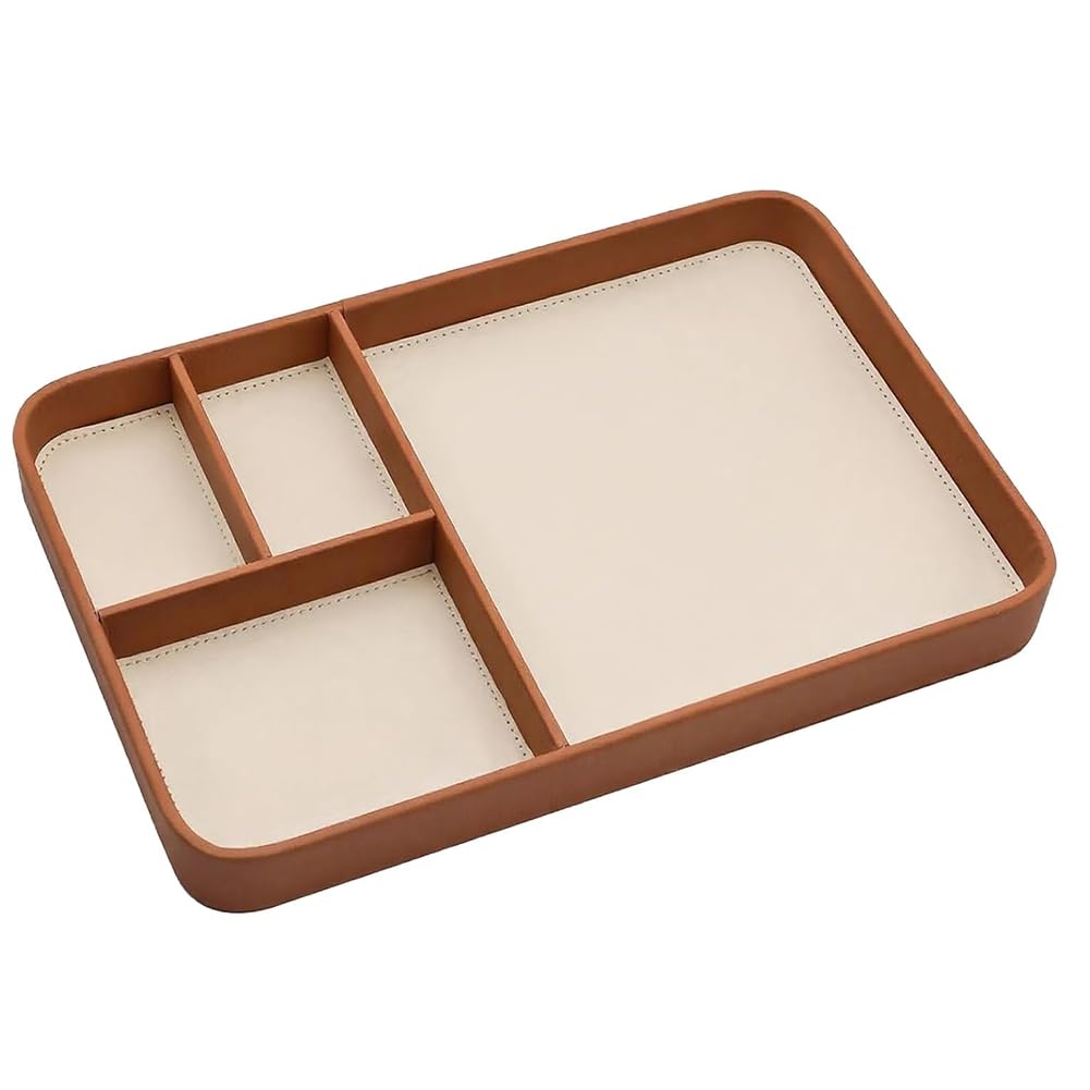 CTRLZS Men'S Vegan Leather Valet Tray Leather Catchall Nightstand Storing Keys, Jewelry, Watches