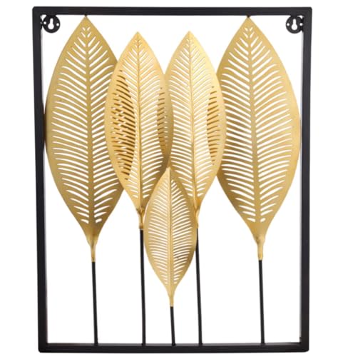 Image of Metal Multicolor Wall Decor Leaf Frame Wall Hanging Decoration, Wall Art Home Decor for Living Room Office Bedroom Hotel (15x20 Inch)