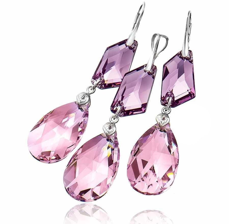 Longues boucles d'oreilles ARANDE rose et violet pour sublimer vos soirées