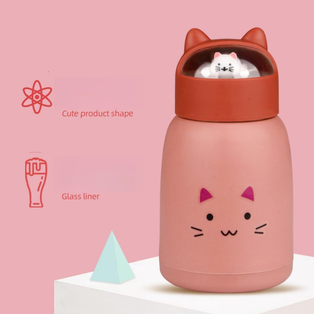 Avastro Cartoon Printed Glass Water Bottle for Kids, 350ml, Stylish Sleeve, Spill Proof Cover, Pack of 1 4