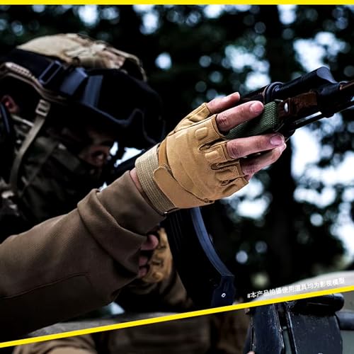 Image of Half Finger Tactical Gloves, Durable Fingerless Gloves for Cycling, Gym, Motorcycle Gloves, Training Gloves, Breathable Gloves, and Outdoor Activities (Khaki, L)