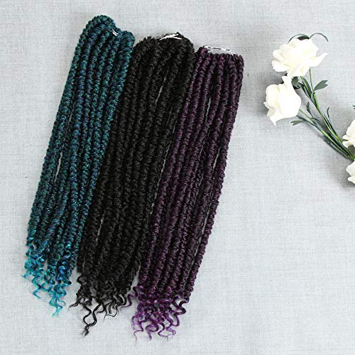 FASHION IDOL Senegalese Spring Twist Crochet Hair Bomb Twist Braids 14 Inch Grape Purple Ombre Havana Mambo Twist Crochet Hair Extensions (T1B/GRAPE PURPLE)
