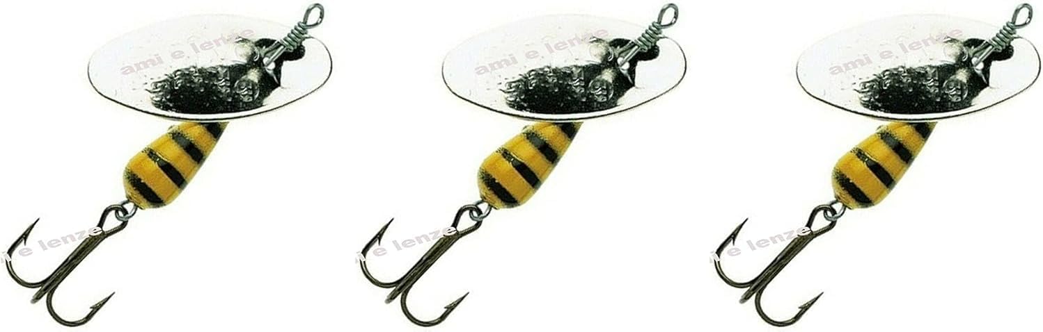 Kit 3 Cucchiaini Rosso Giallo Vespato Pesca Spinning Trota Lago Fiume