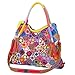 DownUpdown Women Handbags Genuine Leather Tote Bag 3D-Flower Shoulder Bag Multicolor Splice Totes Satchel Purse with Tassels