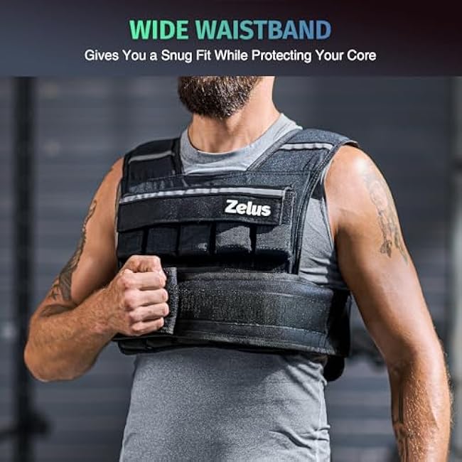 ZELUS Weighted Vest, 20lb/30lb/60lb Vest Adjustable Weights for Exercise, Weight Vest for Men, Workout Vest for Home Workouts Cardio Strength Training Weight Loss