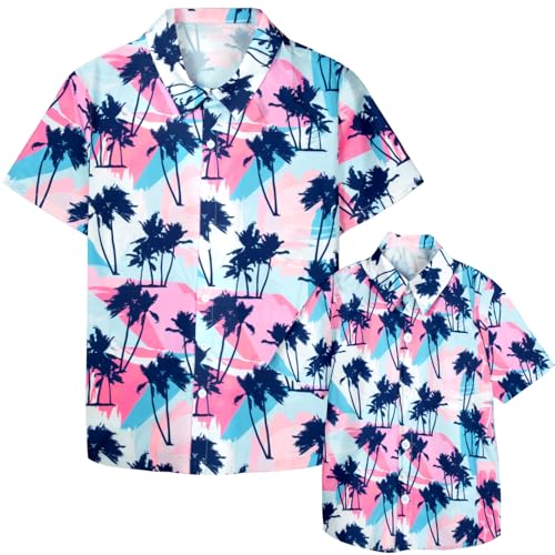 Father Son Matching Shirts Dad and Son Family Matching Hawaiian Shirt Casual Summer Floral Men Boy Fathers Gifts Tops
