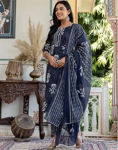Image of SKYLEE Rayon Chikankari Embroidery Anarkali Kurta Set with Dupatta